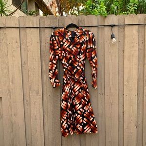 Black Patterned Vintage Dress - Fits Size 2